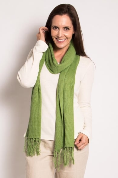 Hemp Big Rib Scarf-Chive