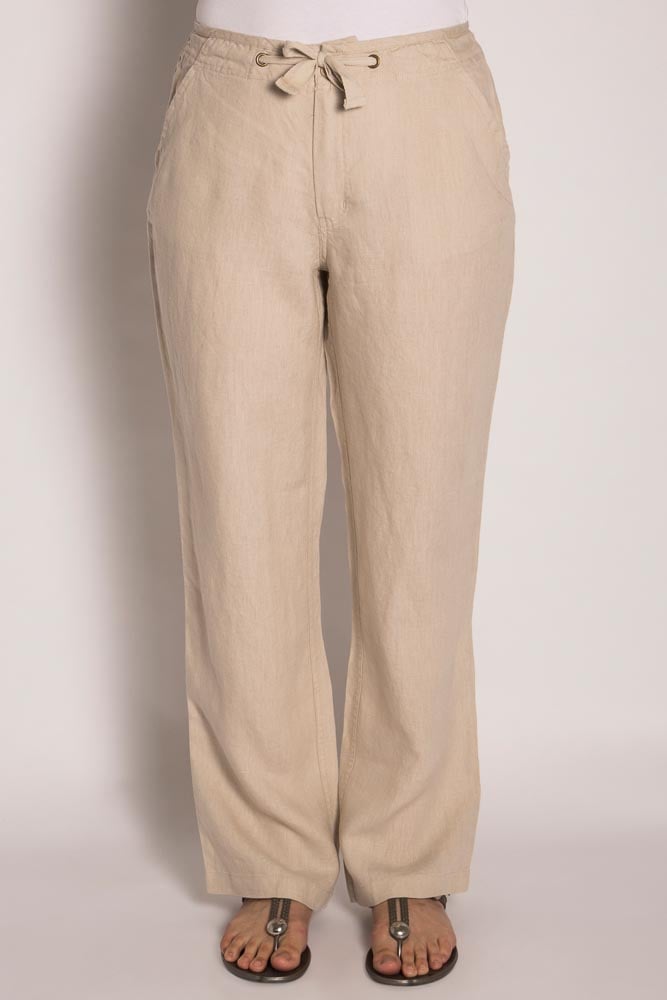 LSB796 Ladies 100%Hemp Drawstring Beach Pants-Natural