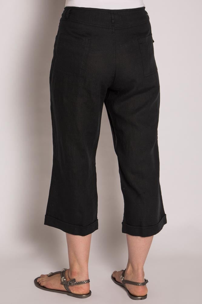 Ladies Pure Hemp 3/4 Beach Pants-Black