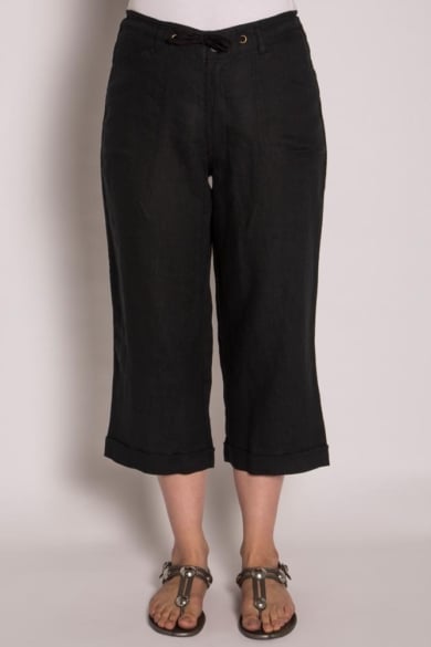 Ladies Pure Hemp 3/4 Beach Pants-Black