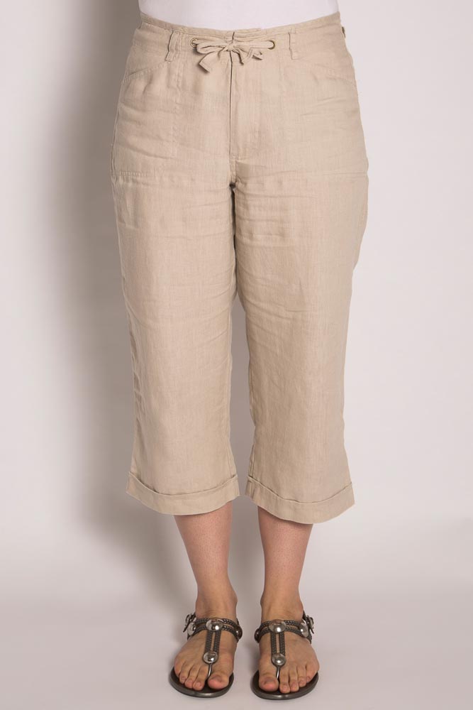Bone Ladies Pure Hemp 3/4 Beach Pants - Stone
