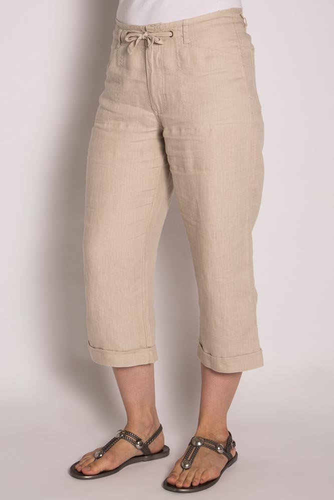 Bone Ladies Pure Hemp 3/4 Beach Pants - Stone