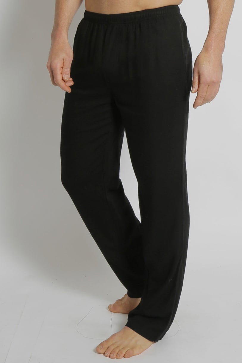 Men's Bamboo Hemp Elastic Waist Beach Pants-Black