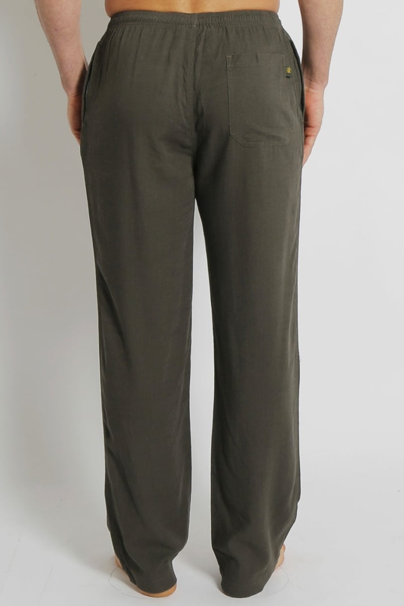 Men's Bamboo Hemp Elastic Waist Beach Pants-Grey