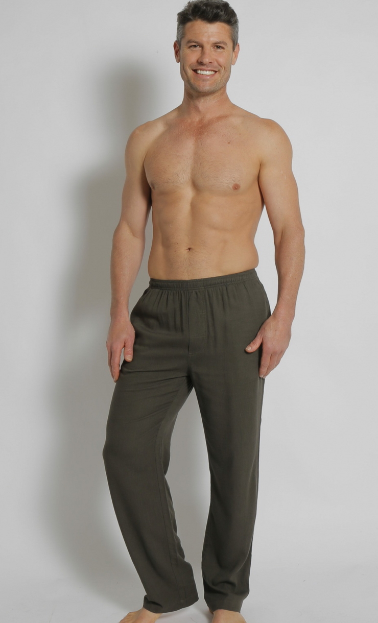 Men's Bamboo Hemp Elastic Waist Beach Pants-Grey