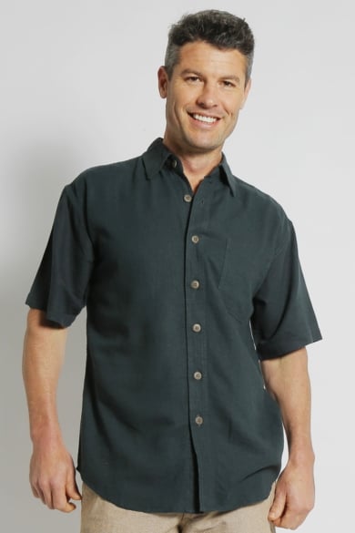 Mens Hemp Rayon Relax Fit Short Sleeve Shirt-Bottle