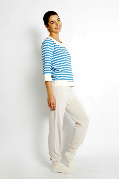 LADIES HEMP COTTON SLACKS-BEIGE