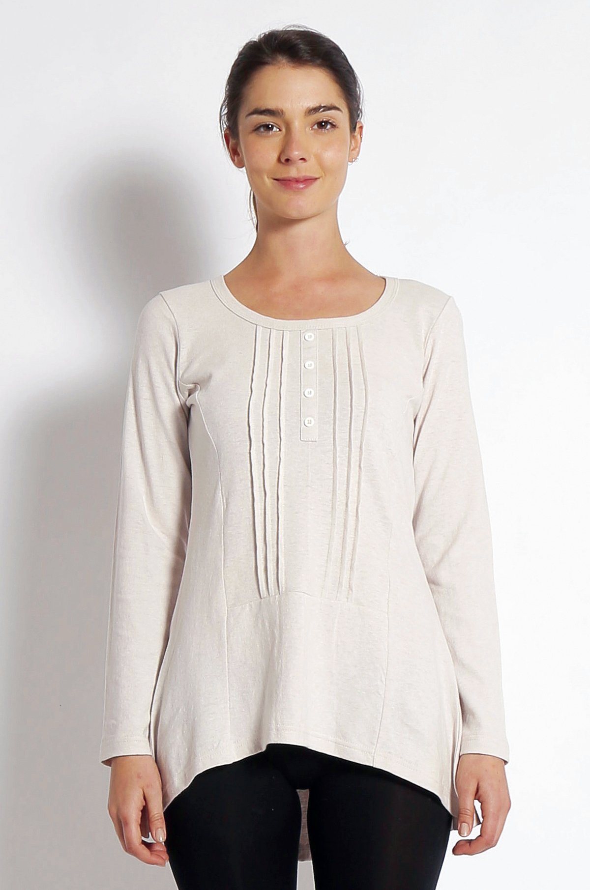 lwt540_beige.jpg LADIES HEMP COTTON TUNIC-BEIGE