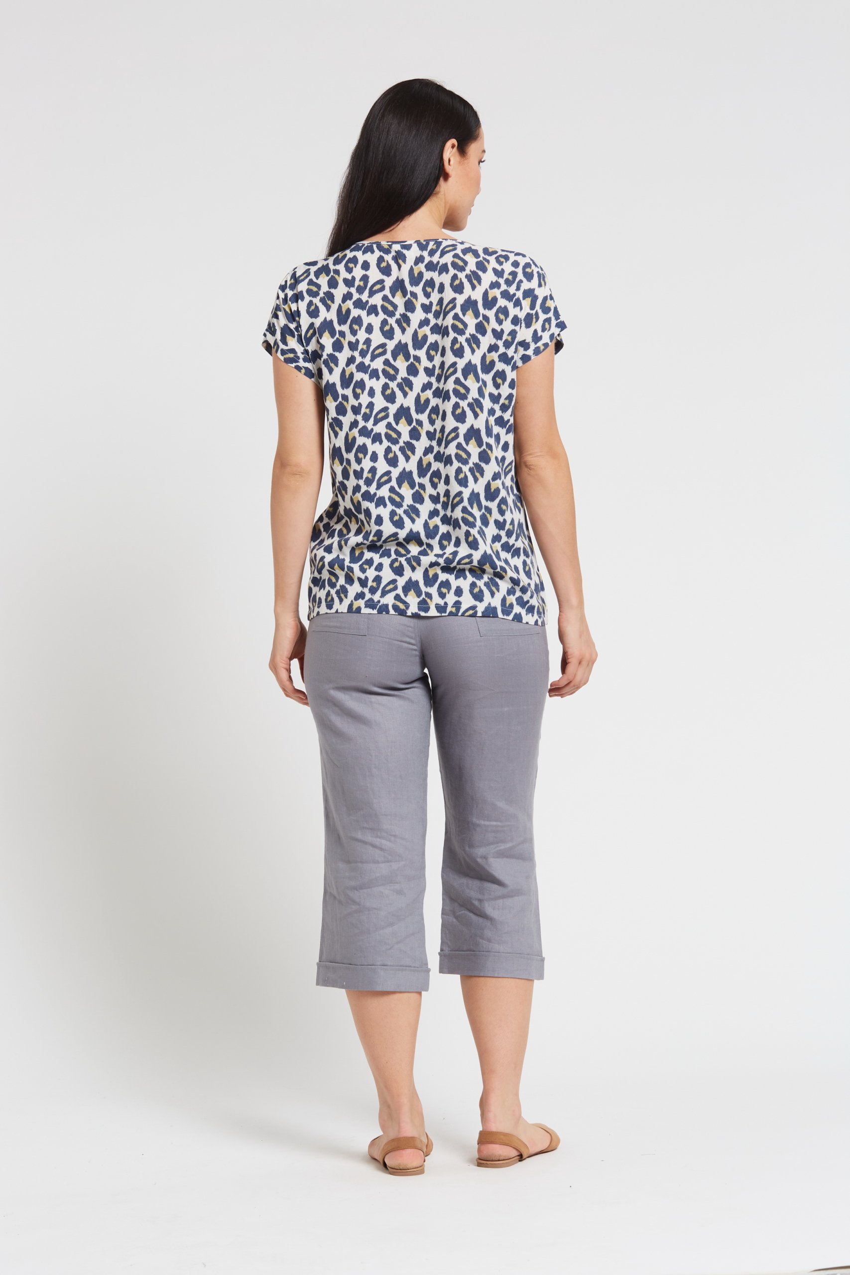 LSB797 GREY B Ladies Pure Hemp 3/4 Beach Pants-Grey
