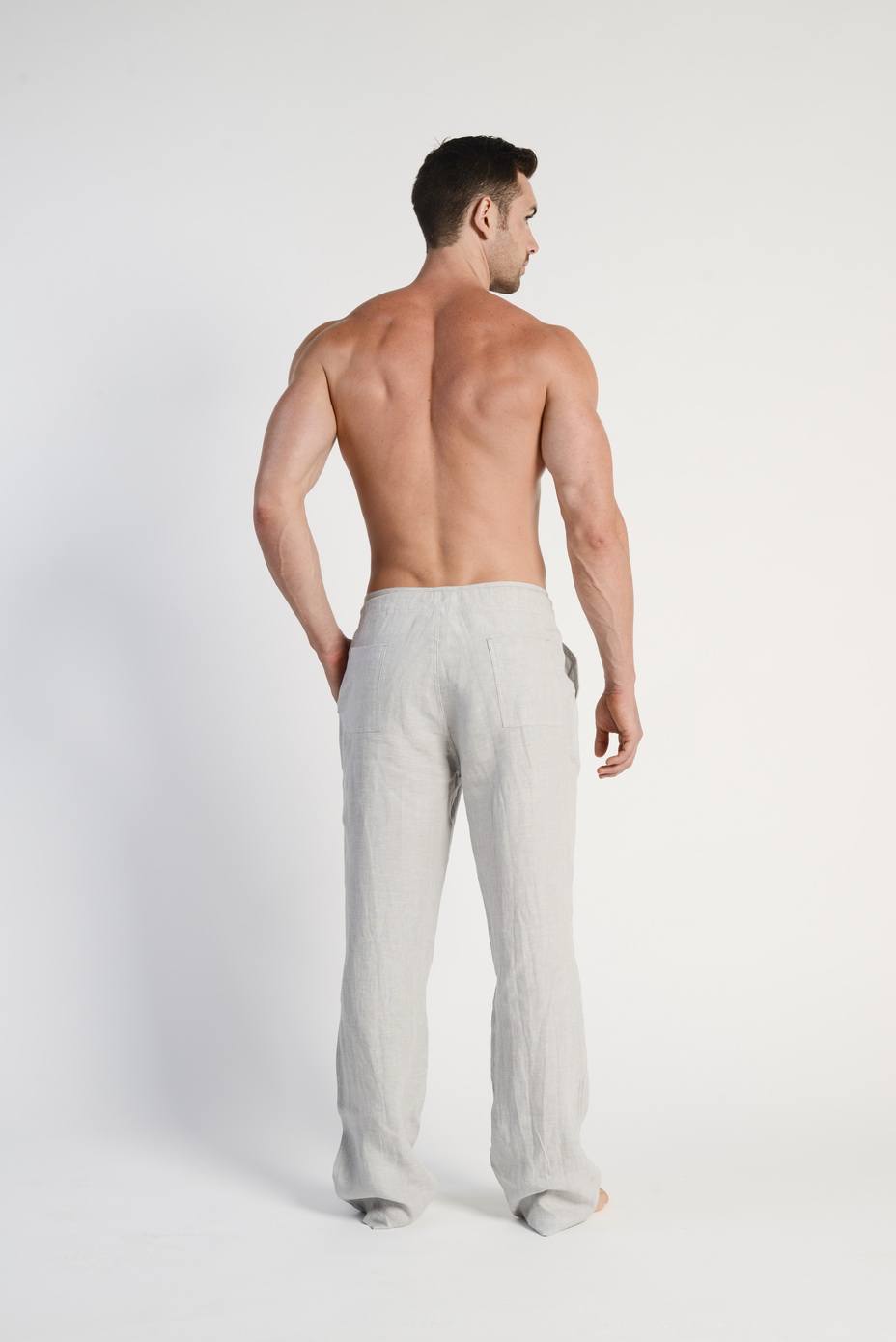 MSB194 IVORY B 100% Hemp Mens Relaxing Beach Pants with Draw String-Ivory