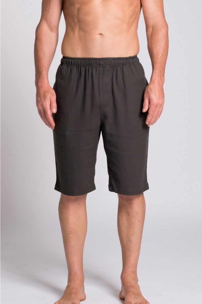 MEN'S HEMP BAMBOO ELASTIC WAIST SHORTS-GREY