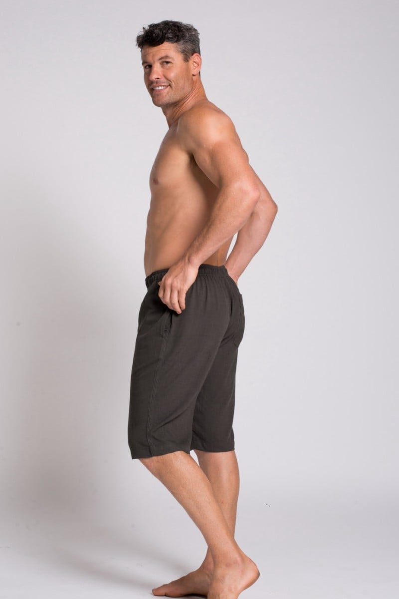 MEN'S HEMP BAMBOO ELASTIC WAIST SHORTS-GREY