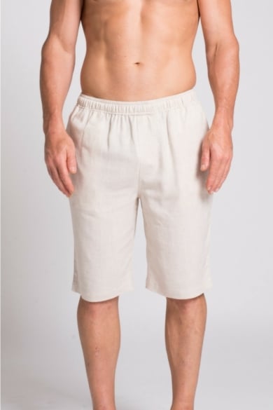 MEN'S HEMP BAMBOO ELASTIC WAIST SHORTS-NATURAL