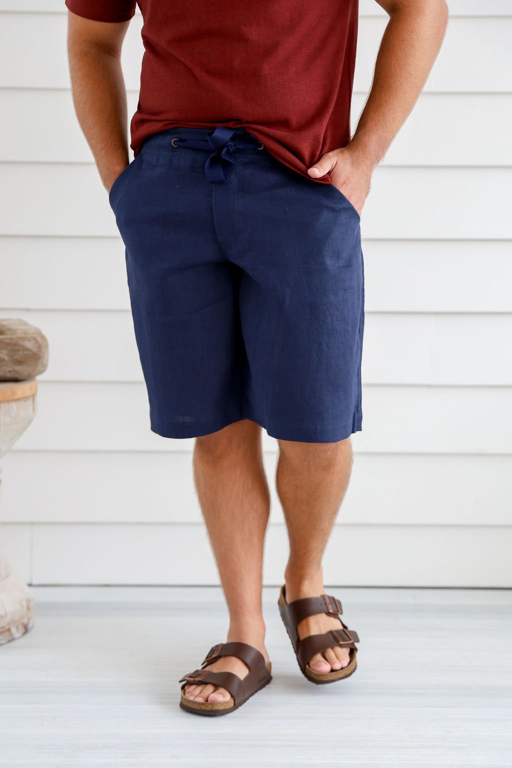 Men's 100% Hemp Drawstring Shorts - Navy