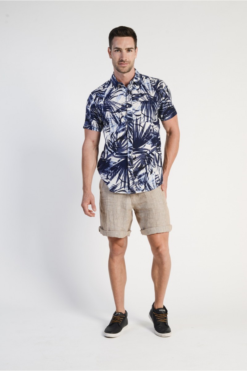 lsb195_sand_s Men's 100% Hemp Drawstring Shorts - Sand