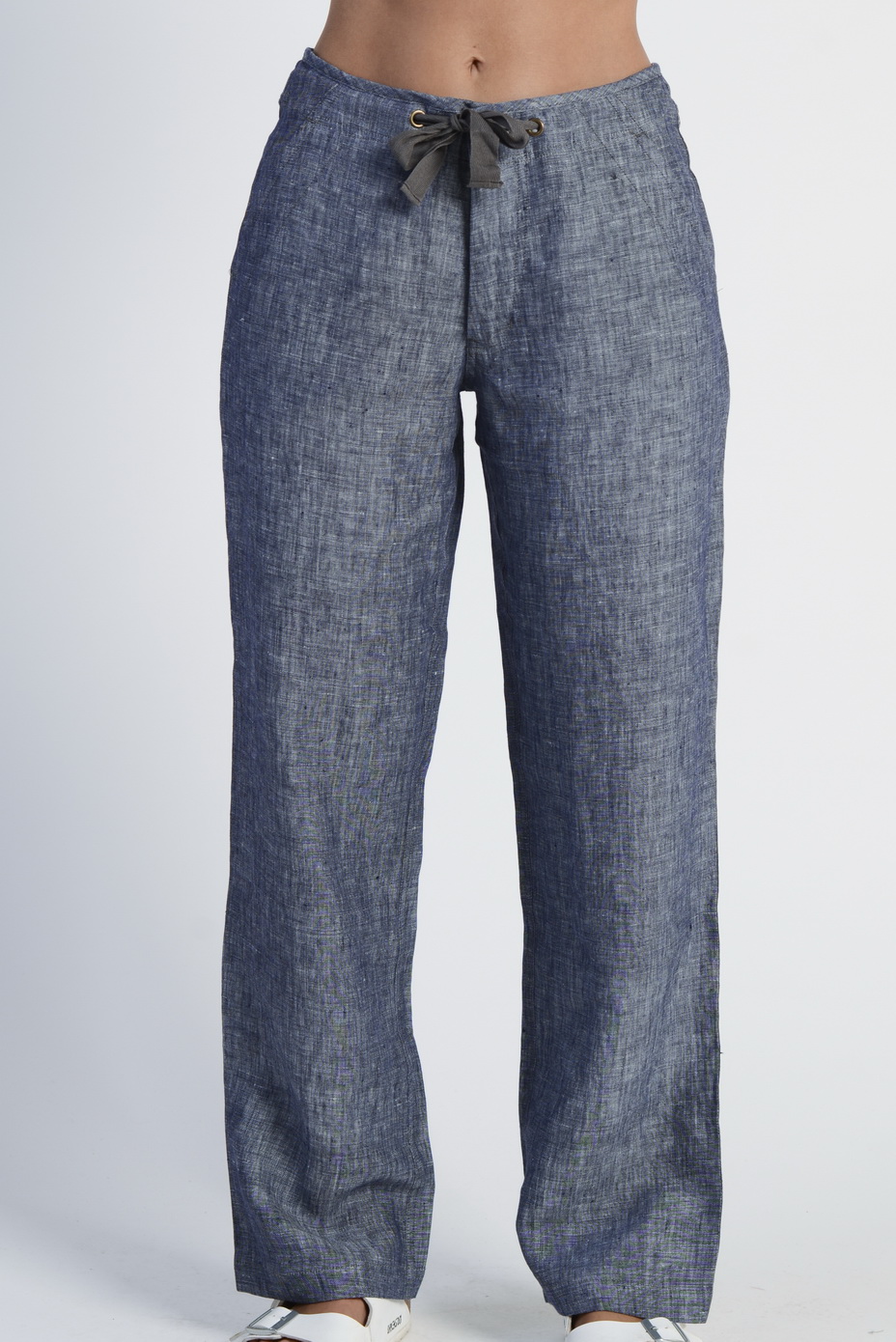 lsb796_navy_f.jpg Ladies 100% Hemp Drawstring Beach Pants - Navy