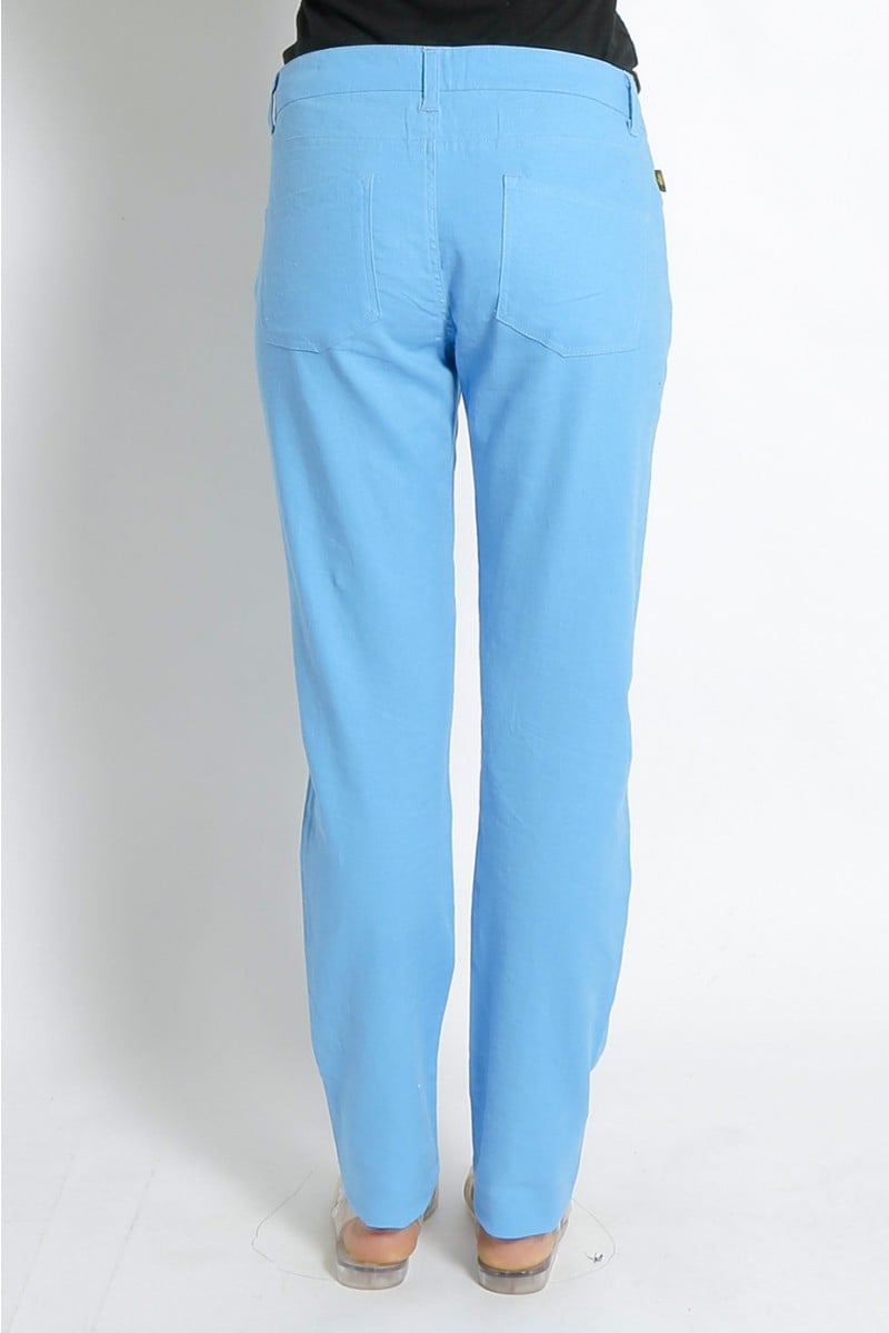 Ladies' Hemp Cotton Strecth Pants-Blue