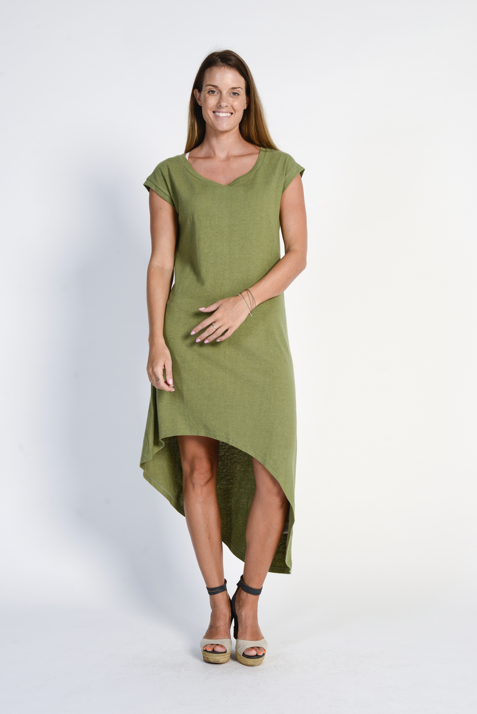 lsb1785_green1.jpg Ladies' Hemp Cotton Summer Dress- Green