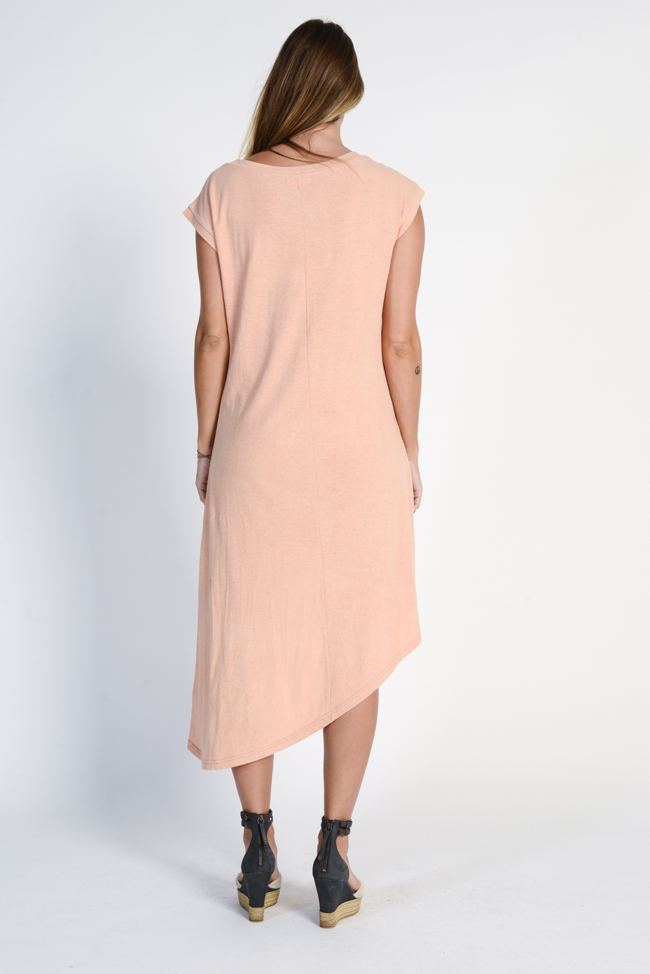 lsb1785_peach3.jpg Ladies' Hemp Cotton Summer Dress- Peach