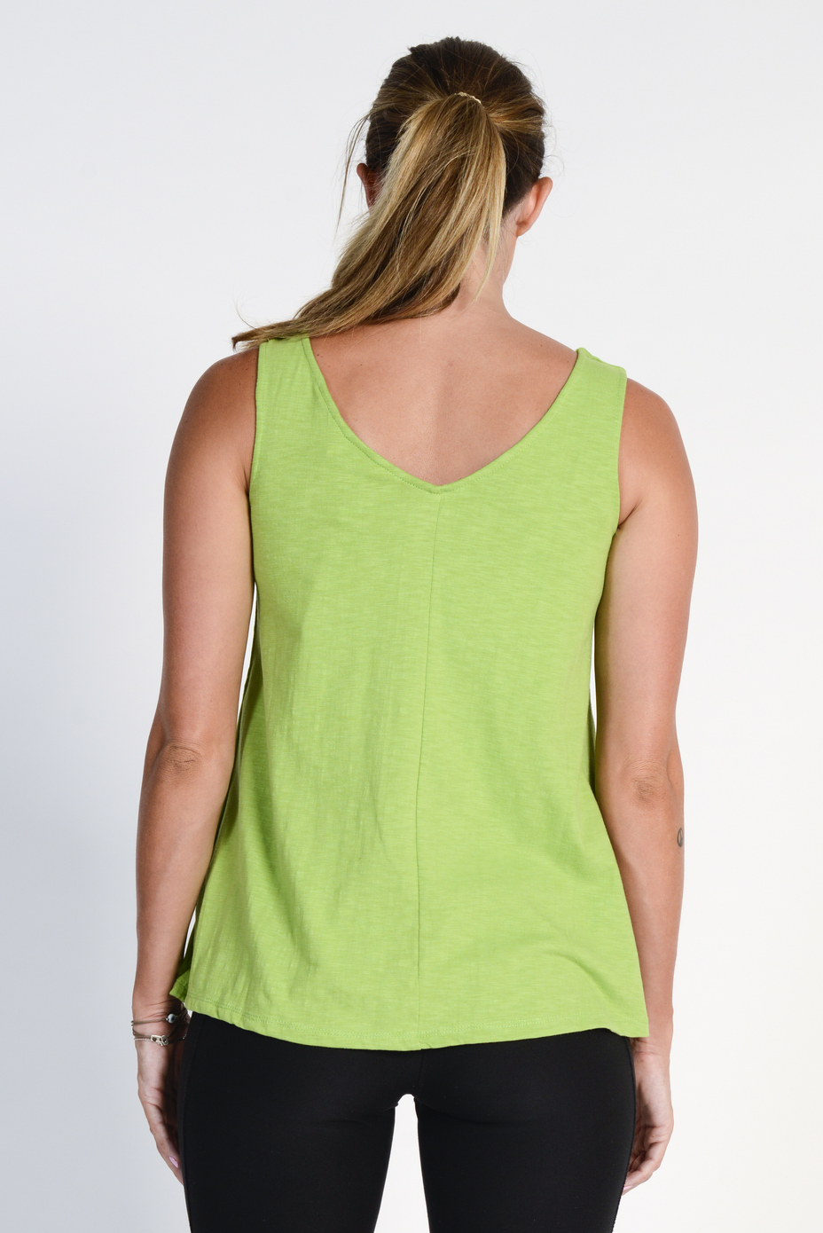 Ladies' Bamboo Cotton Swing V Neck Singlet- Green