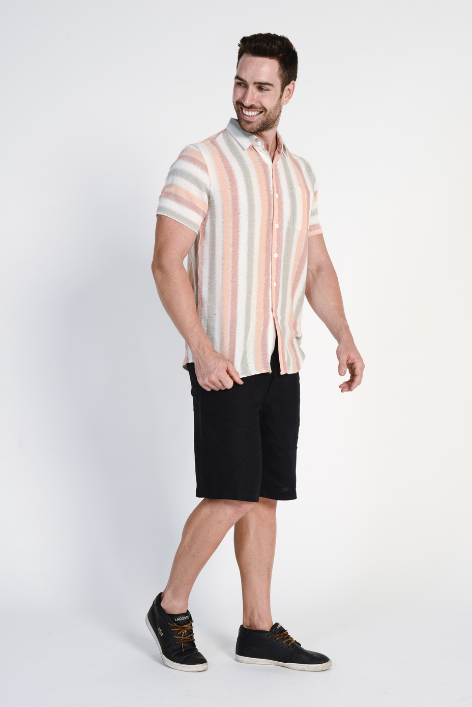 mst1727_orange2.jpg Men's 100%Hemp Light Weave S/S Shirt- Orange
