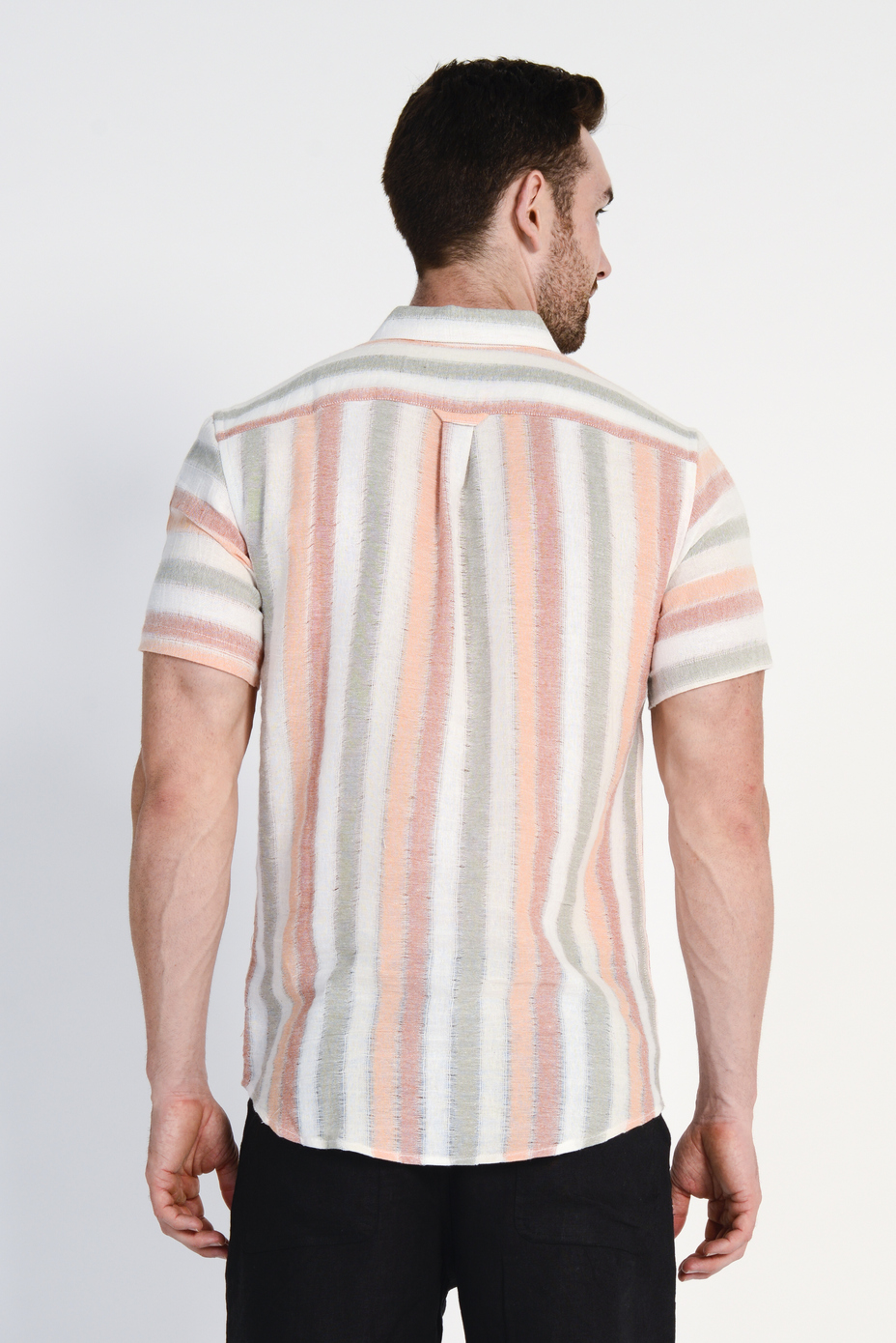 mst1727_orange3.jpg Men's 100%Hemp Light Weave S/S Shirt- Orange