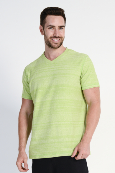 Men's Hemp Cotton V Neck Blended Tee- Lime