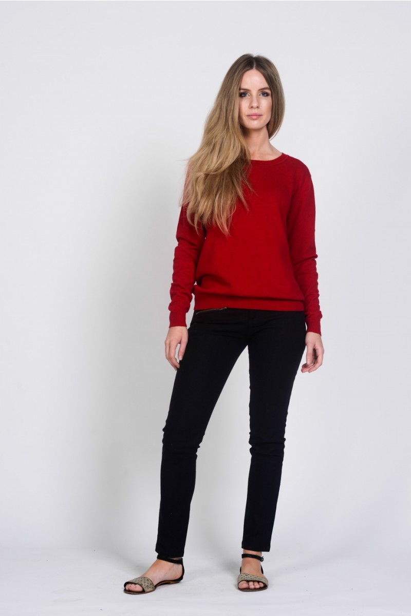 lwt1833_red_f Ladies' Hemp Cotton Knit Jumper-Red