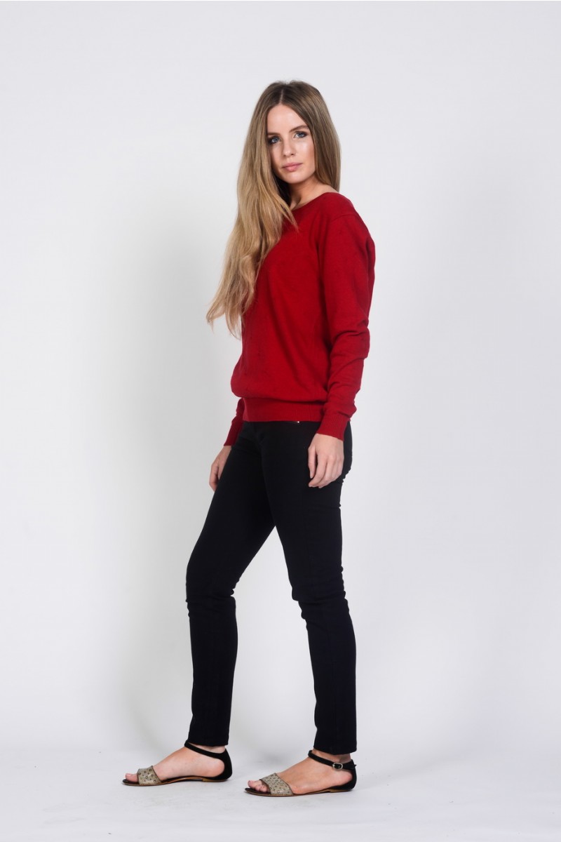 lwt1833_red_s Ladies' Hemp Cotton Knit Jumper-Red