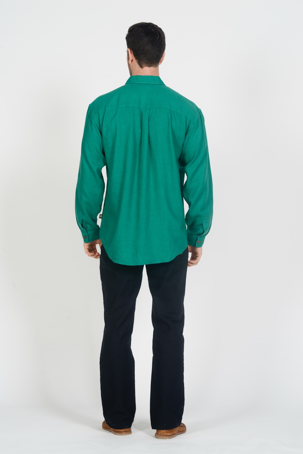 s12_green_b_1.jpg Mens Hemp Rayon Relax Fit Long Sleeve Shirt-Chive