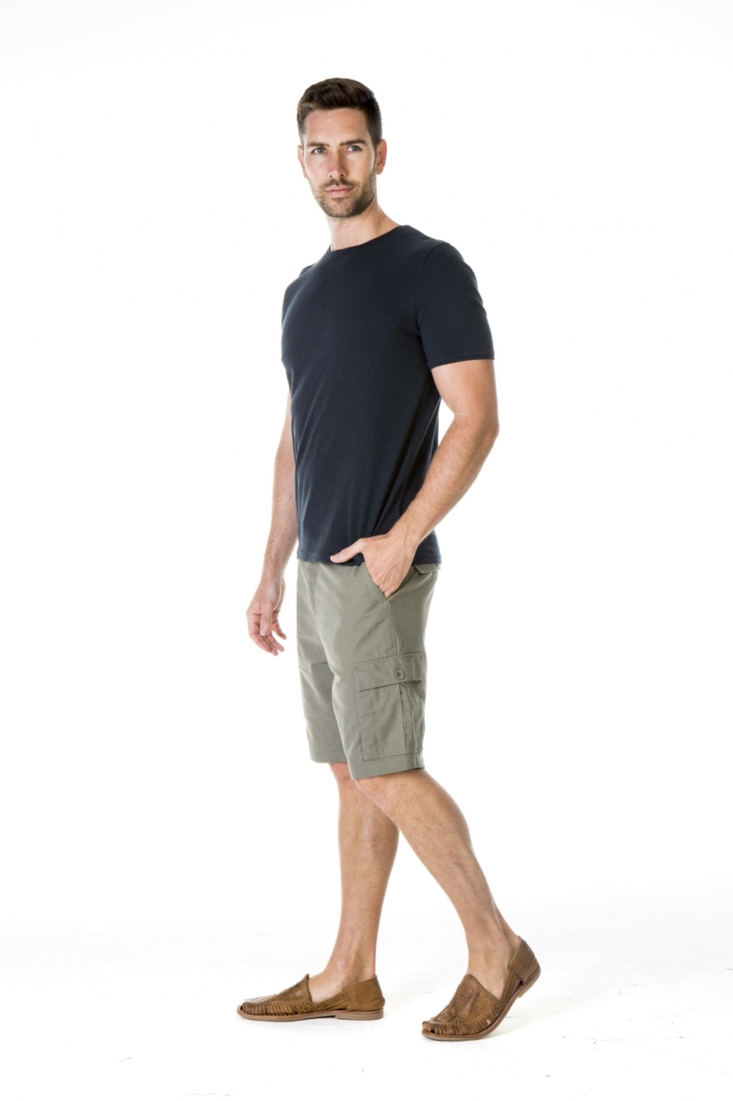 MST1829 MEN'S HEMP COTTON ROUND NECK TEE-NAVY