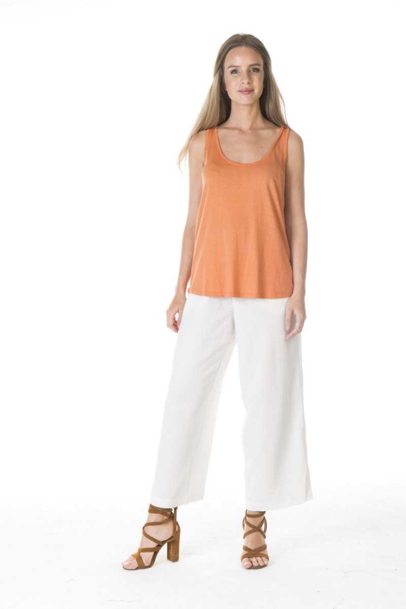 lst1861_orange_f LADIES' BAMBOO COTTON SINGLET-ORANGE