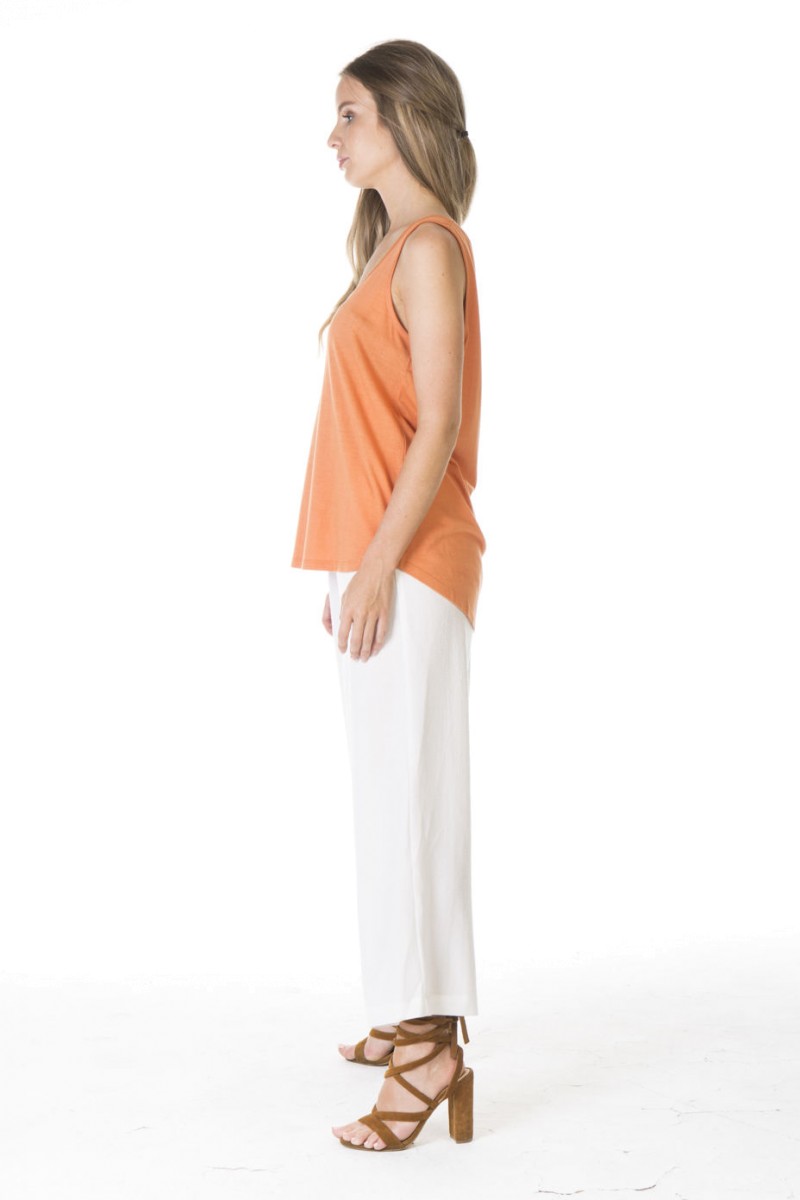 lst1861_orange_s LADIES' BAMBOO COTTON SINGLET-ORANGE