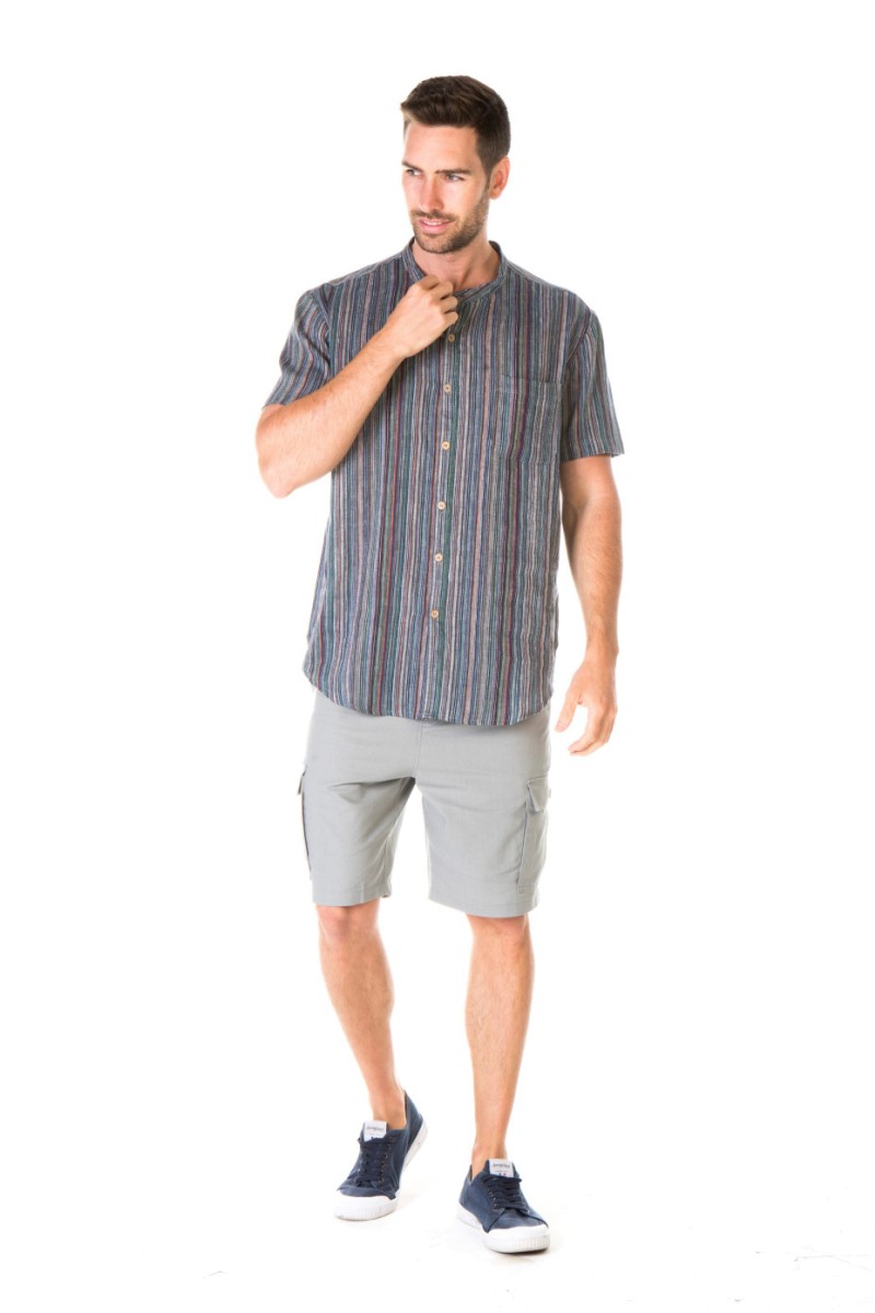 mst118_black_f__ MEN'S HEMP GRANDPA SHORT SLEEVE TOP-Black