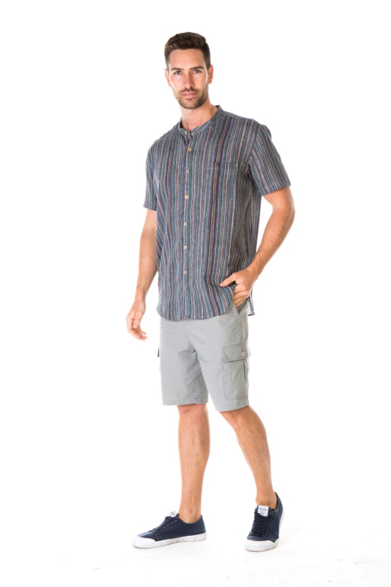 mst118_black_s__ MEN'S HEMP GRANDPA SHORT SLEEVE TOP-Black