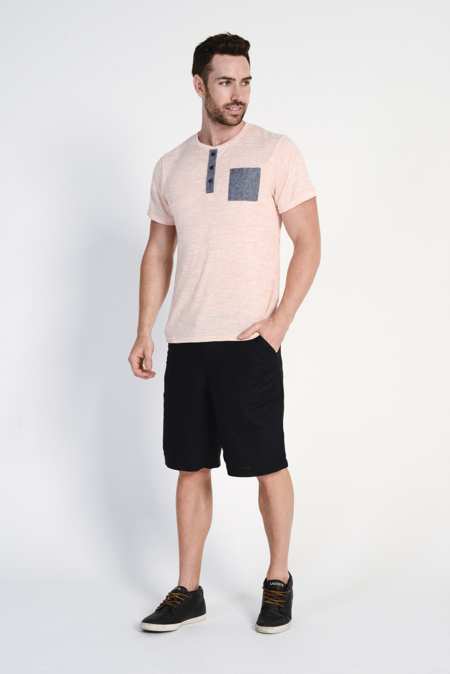 mst1729_peach1__.jpg Men's Bamboo Cotton T Shirt With Pocket- peach