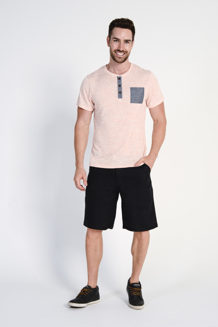 mst1729_peach2__.jpg Men's Bamboo Cotton T Shirt With Pocket- peach