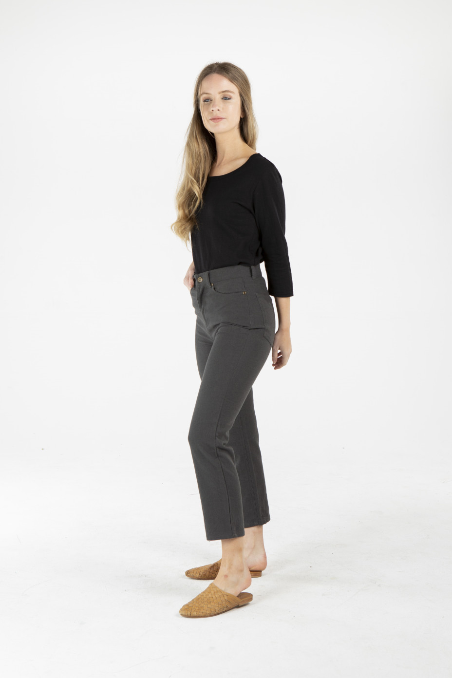lwb1991_khaki_s__.jpg LADIES HEMP COTTON STRAIGHT LEG PANTS - KHAIKI