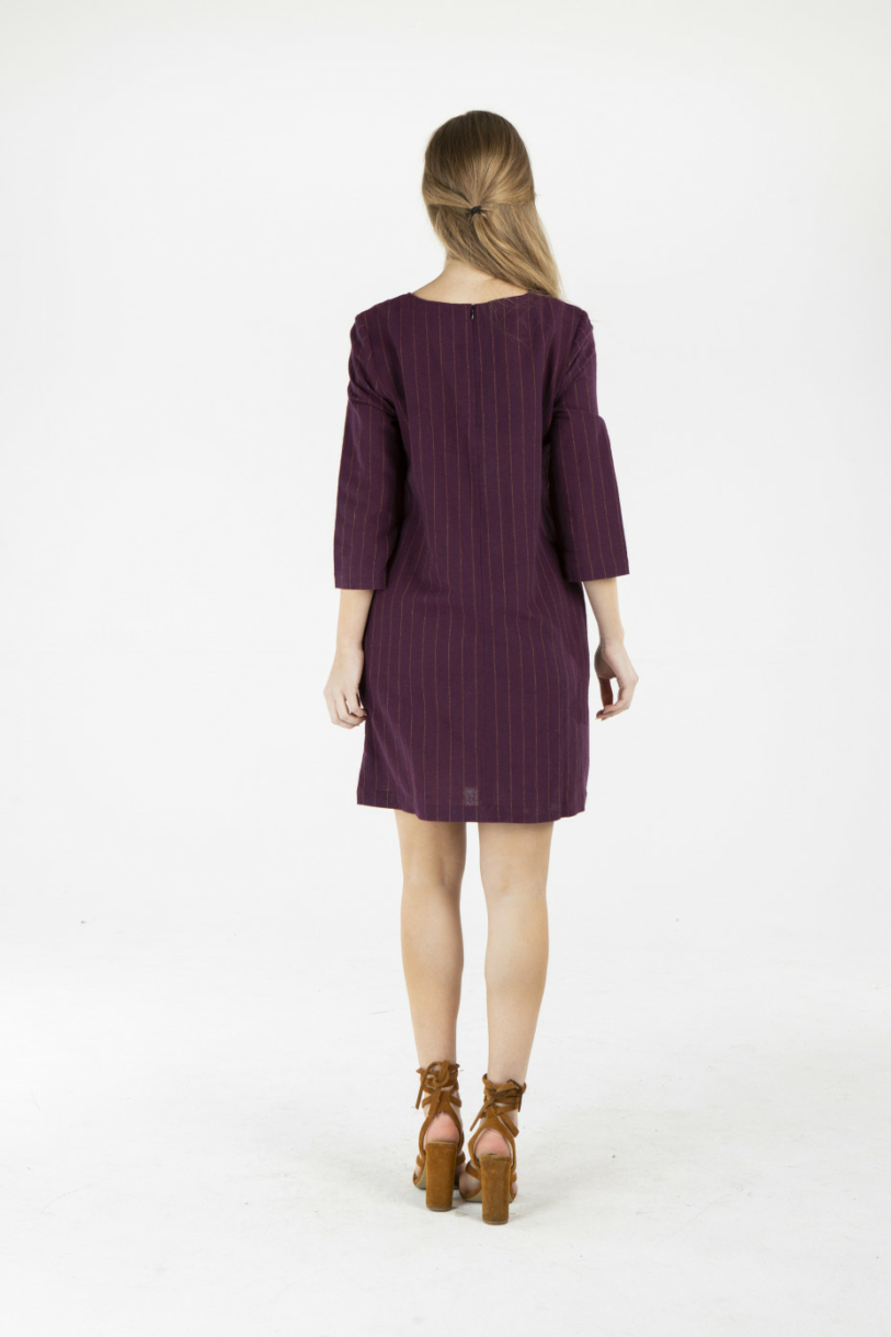 LADIES HEMP COTTON DRESS - MAROON