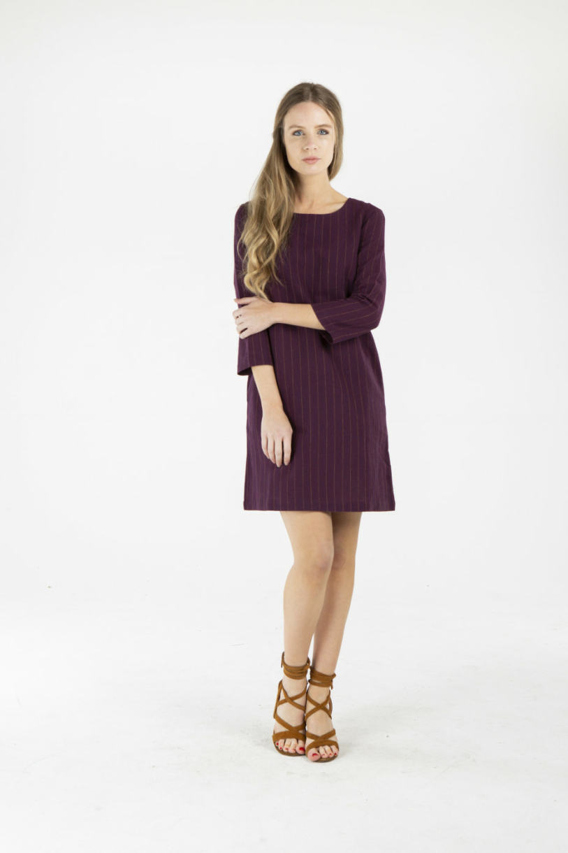 LADIES HEMP COTTON DRESS - MAROON