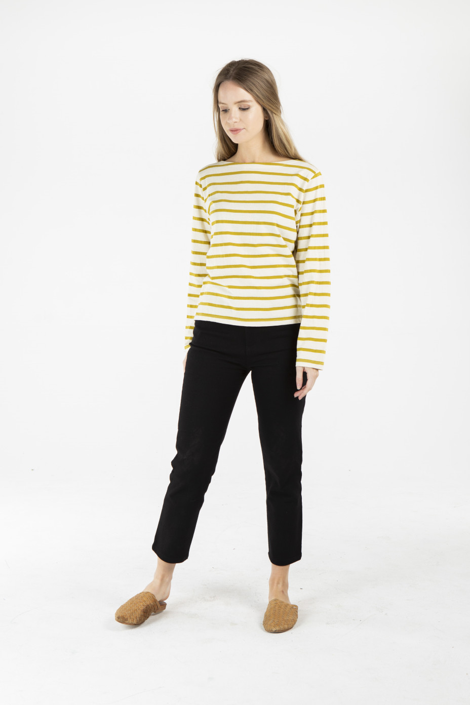 lwt1934_green_stripe_f__.jpg LADIES HEMP COTTON STRIPE TOP - GREEN STRIPE