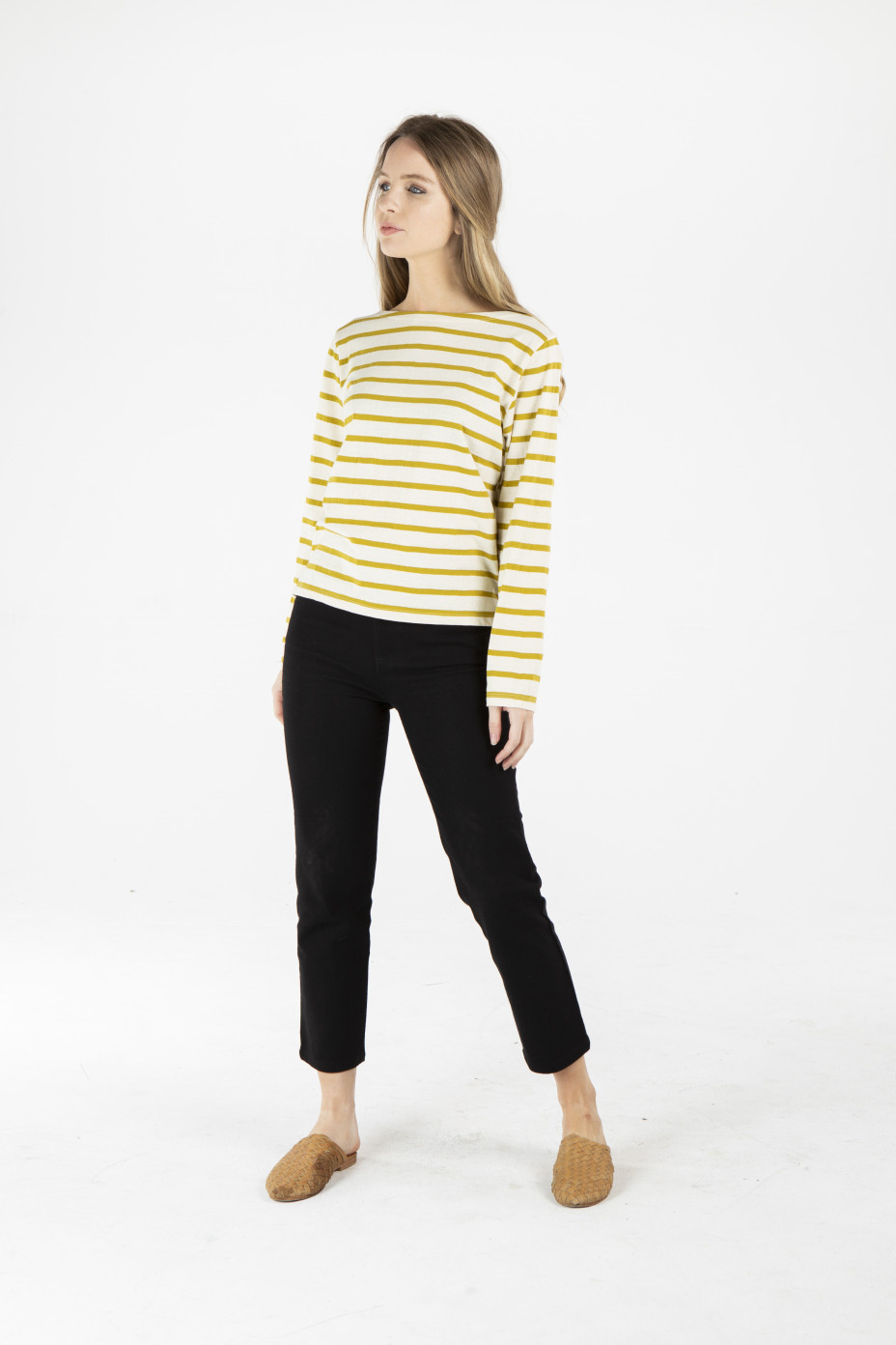 lwt1934_green_stripe_ff__.jpg LADIES HEMP COTTON STRIPE TOP - GREEN STRIPE