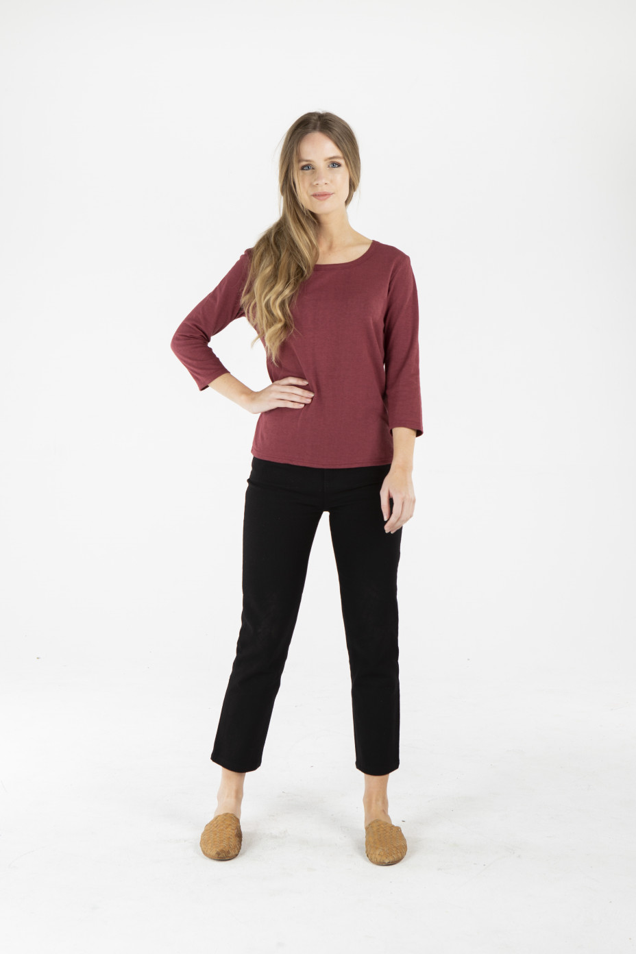 lwt1935_red_f__.jpg LADIES HEMP COTTON HALF SLEEVE TEE - RED
