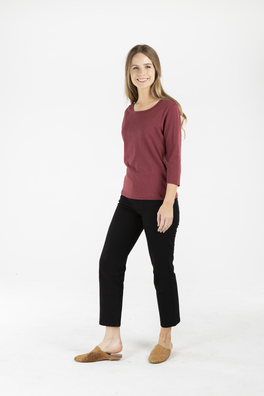 lwt1935_red_ss__.jpg LADIES HEMP COTTON HALF SLEEVE TEE - RED