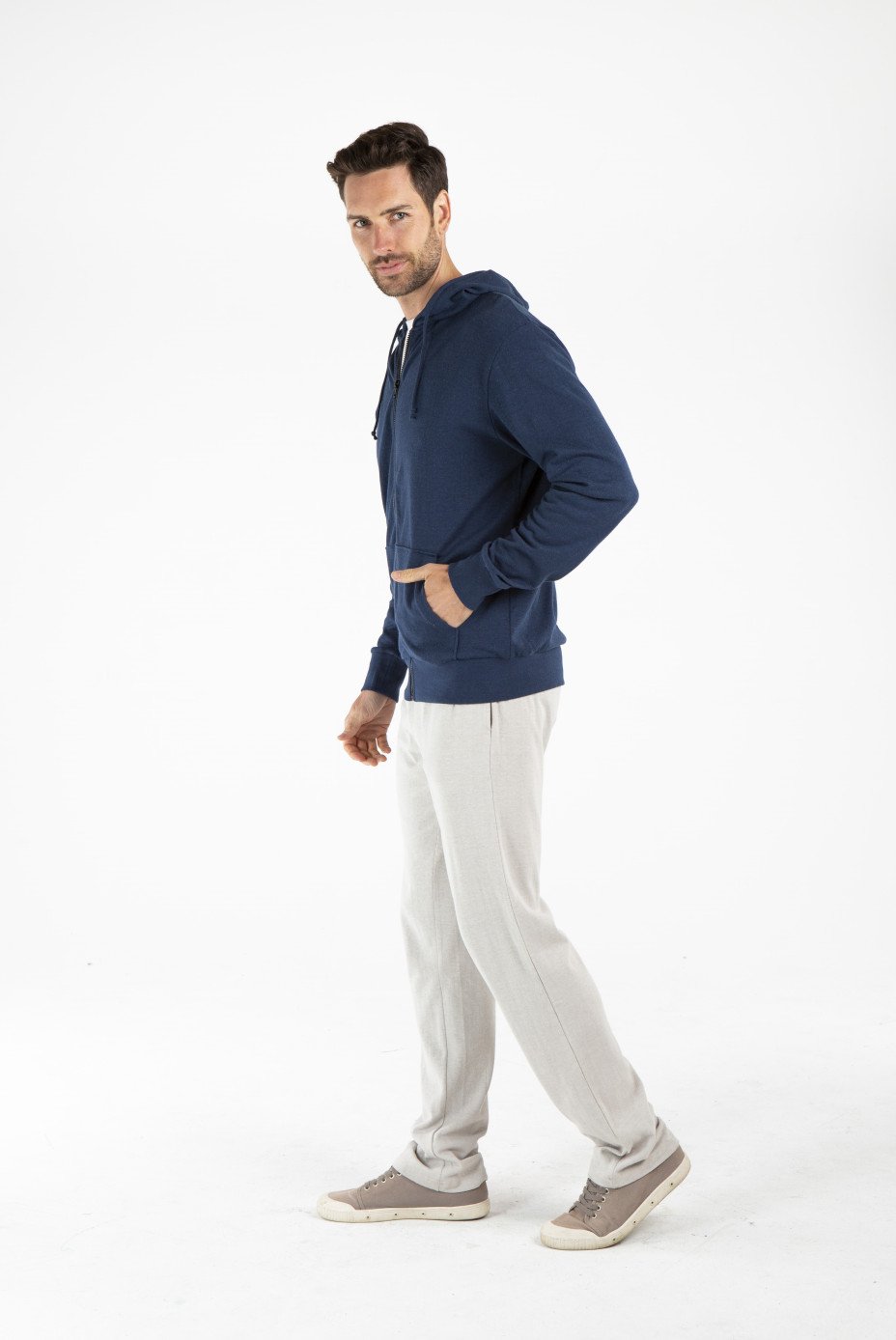 MENS HEMP COTTON HOODIE- NAVY