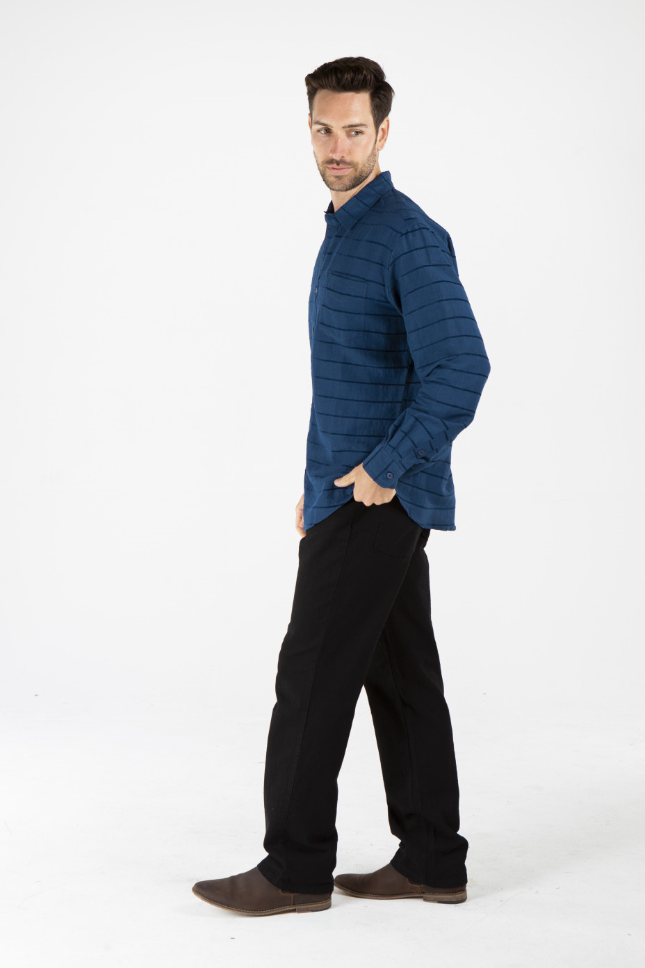 mwt1909_blue_s__.jpg MENS HEMP SILK LONG SLEEVE SHIRT - BLUE