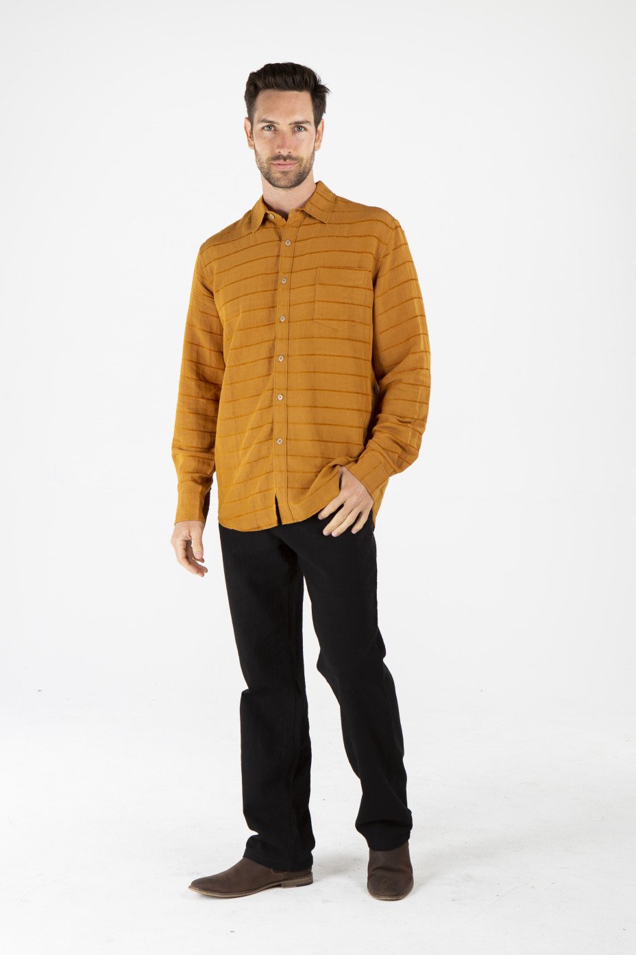 mwt1909_mustard_f__.jpg MENS HEMP SILK LONG SLEEVE SHIRT - MUSTARD