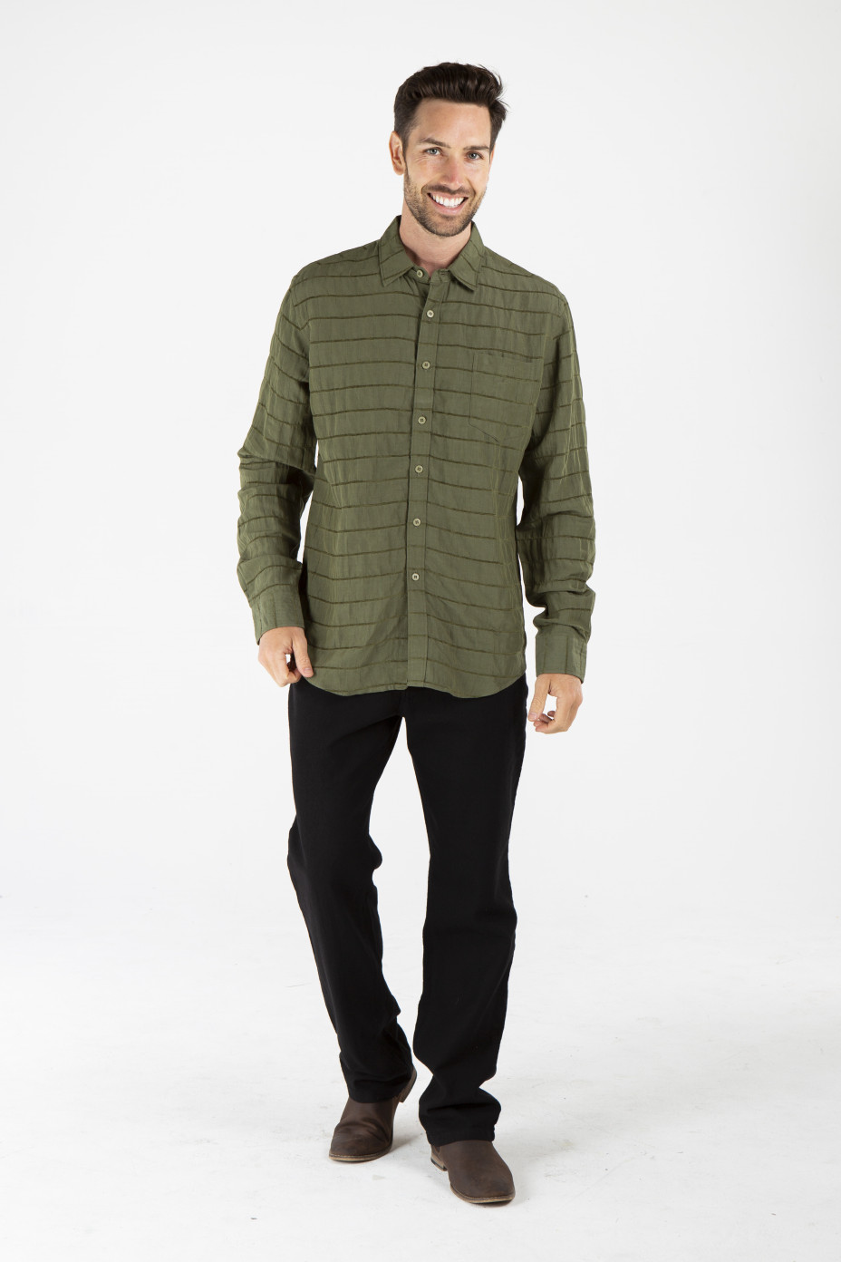 mwt1909_olive_f__.jpg MENS HEMP SILK LONG SLEEVE SHIRT - OLIVE