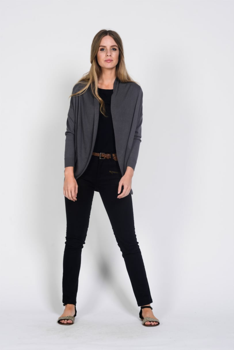 LADY BAMBOO COTTON CARDIGAN - GREY