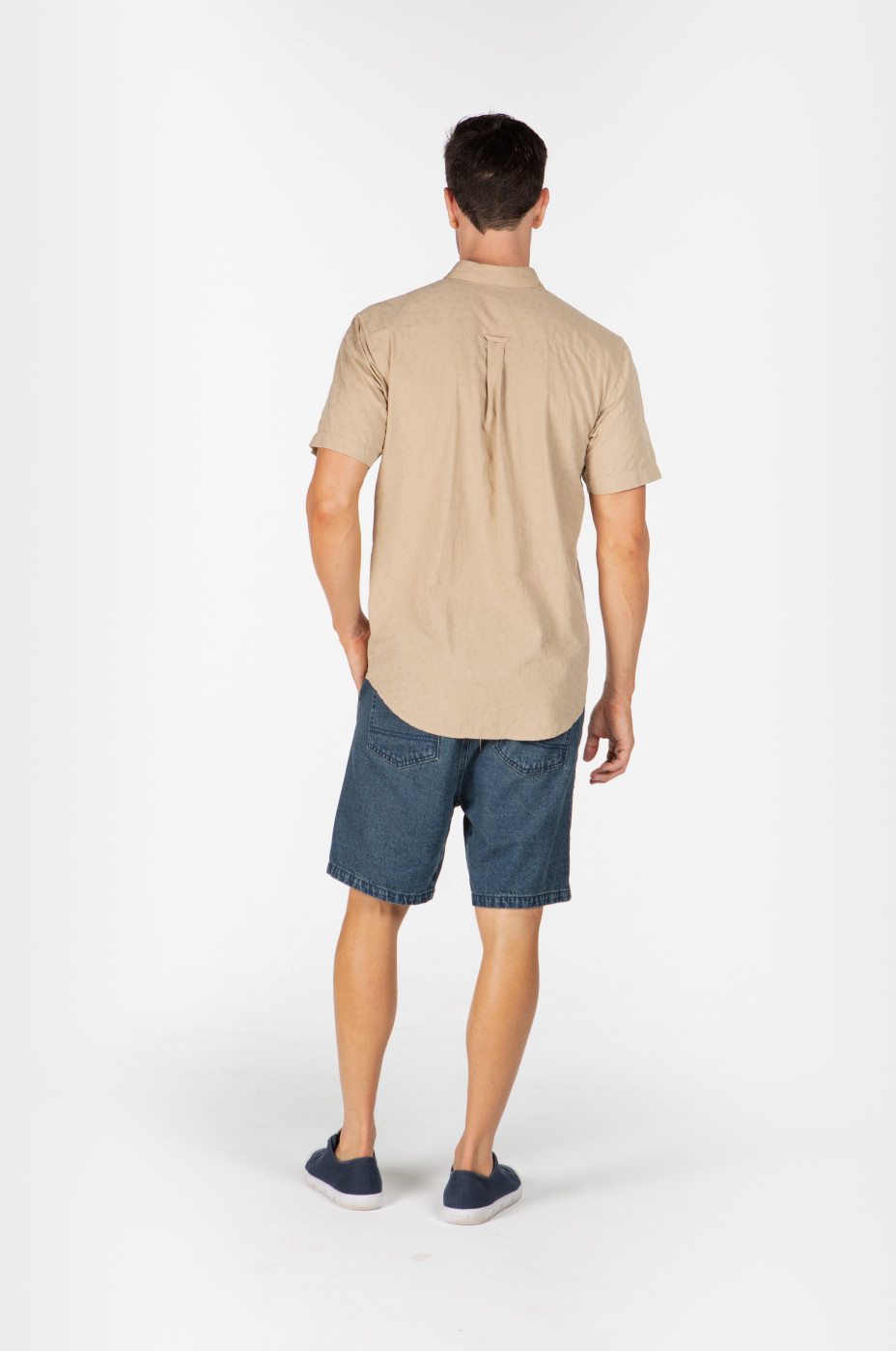 MENS HEMP SILK SHORT SLEEVES SHIRT - BONE